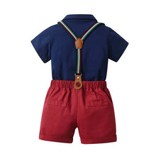 Carregar imagem no visualizador da galeria, Body azul marino y short, moño, boina bordo con tirante
