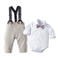 Carregar imagem no visualizador da galeria, Body camisa blanca con moño y pantalón con tirante
