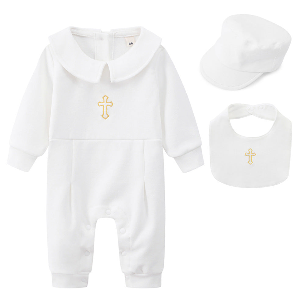 Body enterizo blanco con babero y boina