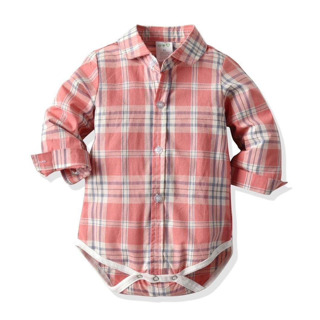 Body camisa coral a cuadros