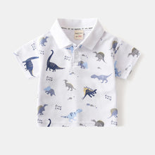 Cargar imagen en el visor de la galería, Remera blanca con estampas de dino estilo polo

