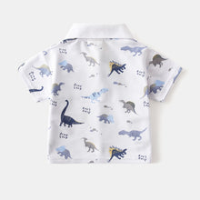 Cargar imagen en el visor de la galería, Remera blanca con estampas de dino estilo polo
