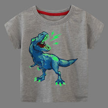 Carregar imagem no visualizador da galeria, Remera gris de dino fosforescente
