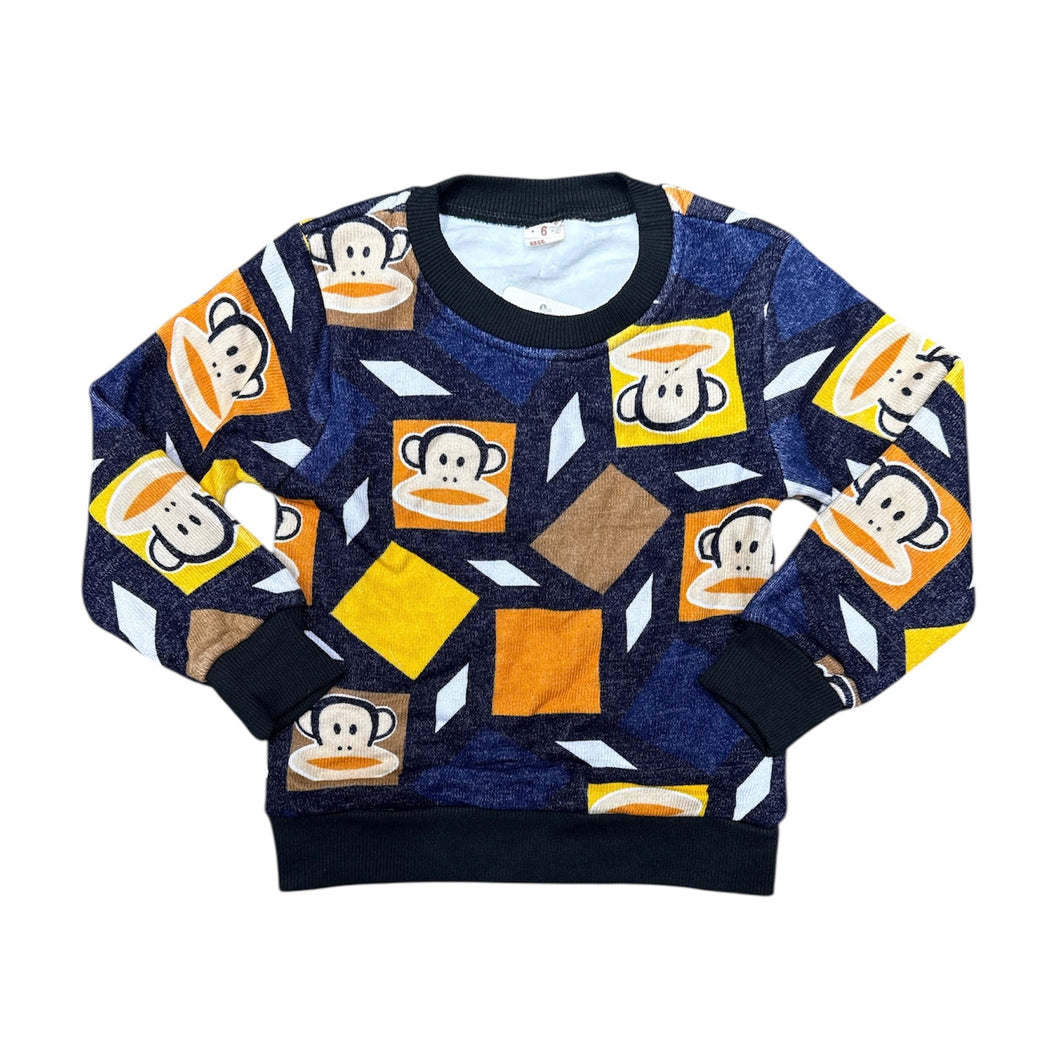Abrigo de hilo con forro y estampas de mono