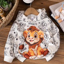 Carregar imagem no visualizador da galeria, Abrigo blanco con capucha y estampas de Rey León
