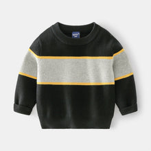 Cargar imagen en el visor de la galería, Abrigo de hilo negro con rayas gris y amarillo
