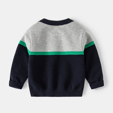 Carregar imagem no visualizador da galeria, Abrigo de hilo azul marino con gris y raya verde
