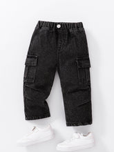 Cargar imagen en el visor de la galería, Pantalón jeans negro con bolsillos
