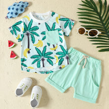 Cargar imagen en el visor de la galería, Remera con estampas y short verde agua
