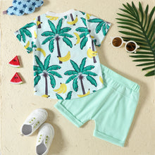 Cargar imagen en el visor de la galería, Remera con estampas y short verde agua
