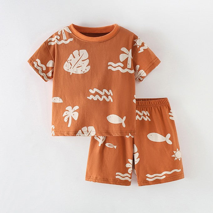 Remera y short terracota con diseños