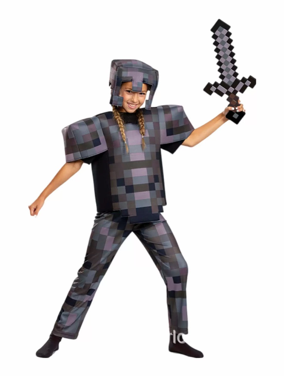 Disfraz de Minecraft gris con gorra (No incluye espada)