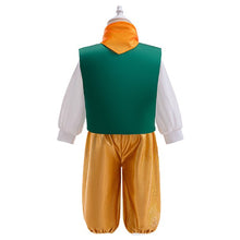 Cargar imagen en el visor de la galería, Camisa blanco con pañuelo, pantalón mostaza y chaleco verde estilo granja de Zenón
