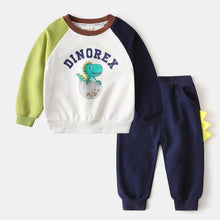 Carregar imagem no visualizador da galeria, Abrigo tipo moletón de tres colores y pantalón de dino
