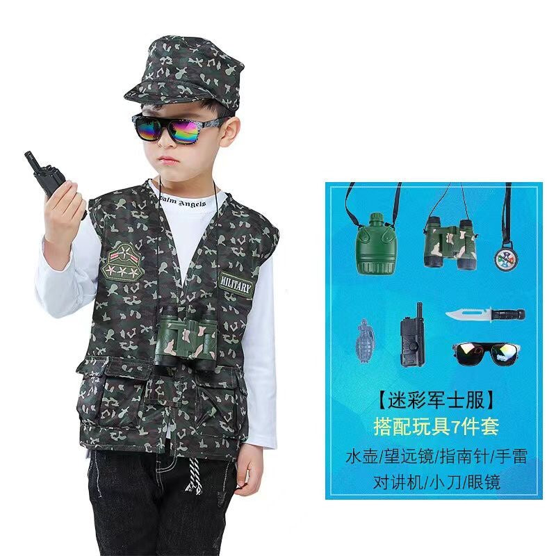 Disfraz camuflado estilo Militar con kepi con 7 accesorios