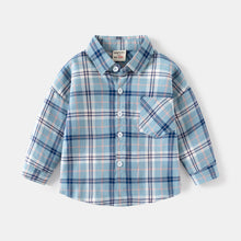 Carregar imagem no visualizador da galeria, Camisa celeste a cuadros
