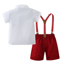 Carregar imagem no visualizador da galeria, Camisa blanca con moño, short con tirante de estrellas
