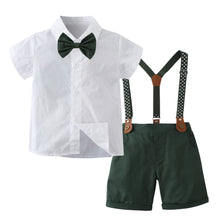 Carregar imagem no visualizador da galeria, Camisa blanca con moño, short con tirante de estrellas
