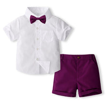 Carregar imagem no visualizador da galeria, Camisa blanca con moño y short violeta

