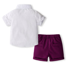 Carregar imagem no visualizador da galeria, Camisa blanca con moño y short violeta
