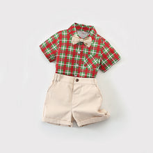 Carregar imagem no visualizador da galeria, Camisa a cuadros con short y moño
