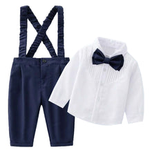 Carregar imagem no visualizador da galeria, Camisa blanca con moño y pantalón con tirante
