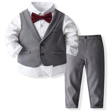 Carregar imagem no visualizador da galeria, Camisa blanca con moño bordo, chaleco y pantalón
