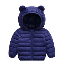 Carregar imagem no visualizador da galeria, Campera de pluma con capucha y orejas
