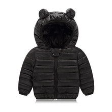 Carregar imagem no visualizador da galeria, Campera de pluma con capucha y orejas
