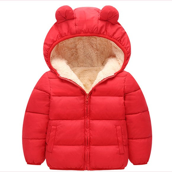 Campera con forro peludo y capucha con orejas