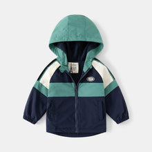 Carregar imagem no visualizador da galeria, Campera rompeviento de tres colores con capucha y forro polar
