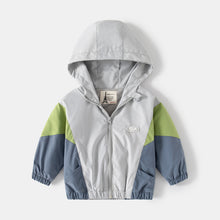 Cargar imagen en el visor de la galería, Campera rompeviento con forro polar gris con capucha
