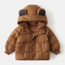 Carregar imagem no visualizador da galeria, Campera de pluma  con capucha y orejas
