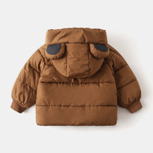 Carregar imagem no visualizador da galeria, Campera de pluma  con capucha y orejas
