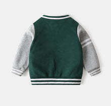Cargar imagen en el visor de la galería, Campera tipo moletón verde con gris
