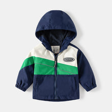 Cargar imagen en el visor de la galería, Campera rompeviento de tres colores con capucha y forro polar
