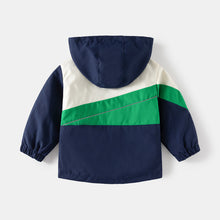 Cargar imagen en el visor de la galería, Campera rompeviento de tres colores con capucha y forro polar
