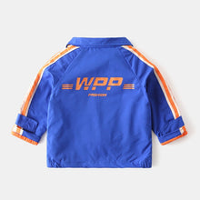 Carregar imagem no visualizador da galeria, Campera rompeviento azul con rayas y bosillos

