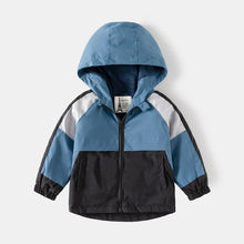Carregar imagem no visualizador da galeria, Campera rompeviento de tres colores con capucha y forro polar
