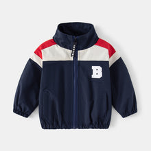 Carregar imagem no visualizador da galeria, Campera rompeviento azul marino con rayas
