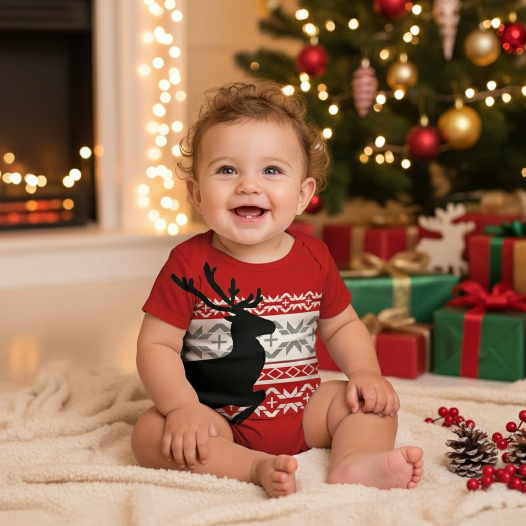 Body rojo navideño con reno