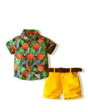 Carregar imagem no visualizador da galeria, Camisa de piñas y short amarillo con cinto

