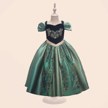 Carregar imagem no visualizador da galeria, Vestido largo verde oscuro con negro estilo Anna de Frozen
