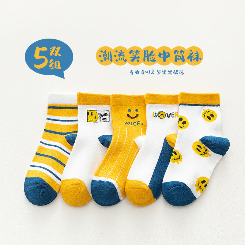 Pack de 5 medias con estampas de carita feliz