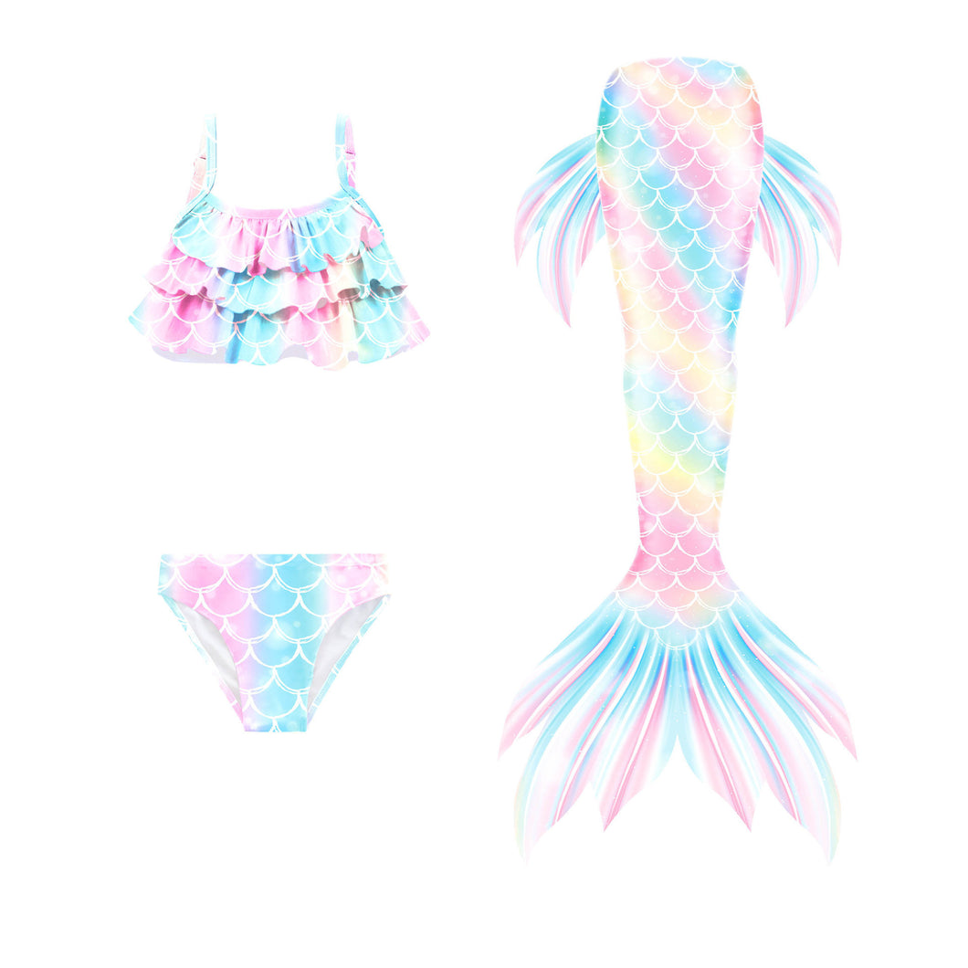 Traje de baño de Sirena tipo crop con escamas (Incluye cola de Sirena con aletas )