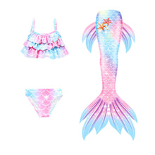 Carregar imagem no visualizador da galeria, Traje de baño de Sirena tipo crop con escamas (Incluye cola de Sirena con aletas )
