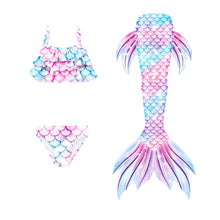 Carregar imagem no visualizador da galeria, Traje de baño de Sirena tipo crop con escamas (Incluye cola de Sirena con aletas )
