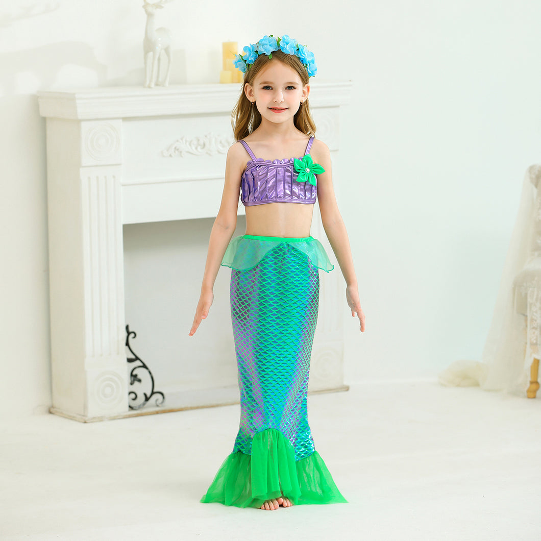 Traje de baño de Sirena con escamas y tul (Incluye cola de Sirena)