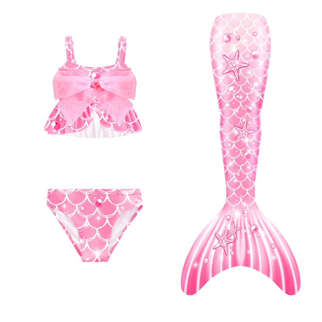 Traje de baño rosa estilo Sirena con escamas