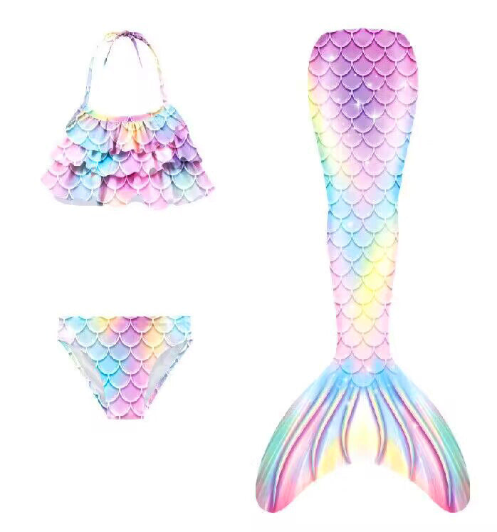 Traje de baño atado hombro y espalda estilo Sirena con escamas
